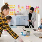 A group presentation using various charts, including box charts.
